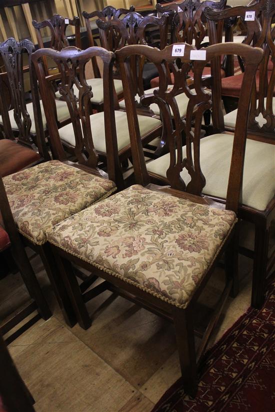 Pair of 19th century Chippendale style elm dining chairs(-)